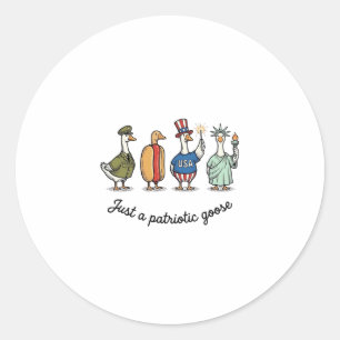 Pegatina Redonda Camiseta divertida de ganso patriótico vintage de