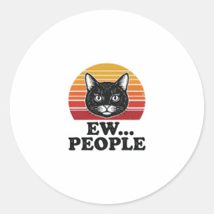 Pegatina Redonda Camiseta divertida de gato negro Ew personas atard