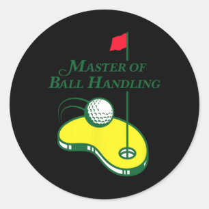 Pegatina Redonda Camiseta Divertida de Golf - Maestro en el Manejo 