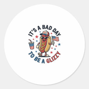 Pegatina Redonda Camiseta divertida de grabado vintage de hot dog p