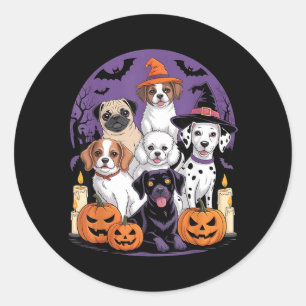 Pegatina Redonda Camiseta divertida de Halloween de perro fantasma,