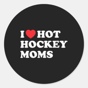 Pegatina Redonda Camiseta Divertida de Hockey Me Encantan las Mamás
