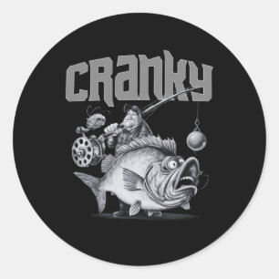 Pegatina Redonda Camiseta divertida de ideas para pesca Cranky - Cr