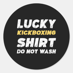 Pegatina Redonda Camiseta divertida de kickboxing Lucky Kickboxing