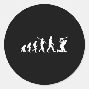 Pegatina Redonda Camiseta divertida de la evolución del cricket par