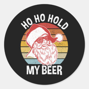 Pegatina Redonda Camiseta Divertida de Navidad Santa Hipster Ja Ja