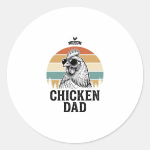 Pegatina Redonda Camiseta divertida de papá de pollo puesta del sol
