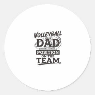 Pegatina Redonda Camiseta divertida de papá de voleibol vintage pos