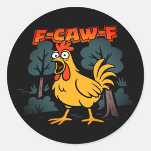 Pegatina Redonda Camiseta divertida de pollo - Estilo de historieta