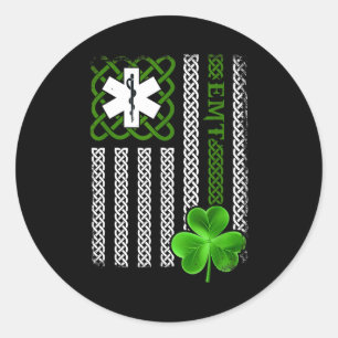 Pegatina Redonda Camiseta divertida de San Patricio para paramédico