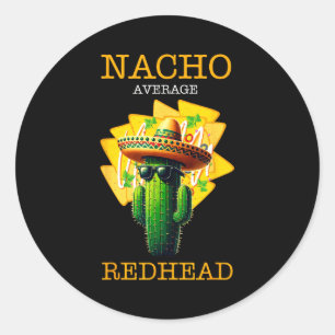 Pegatina Redonda Camiseta Divertida de Taco para Pelirrojos _ Sombr