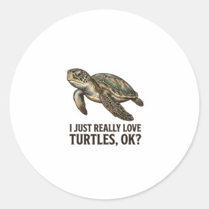 Pegatina Redonda Camiseta divertida de tortuga amante de tortugas v