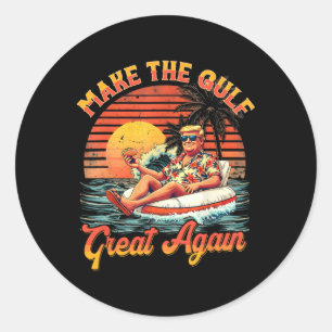 Pegatina Redonda Camiseta Divertida de Trump Haz que el Golfo Sea G