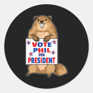 Pegatina Redonda Camiseta divertida del día de la marmota - Arte gr