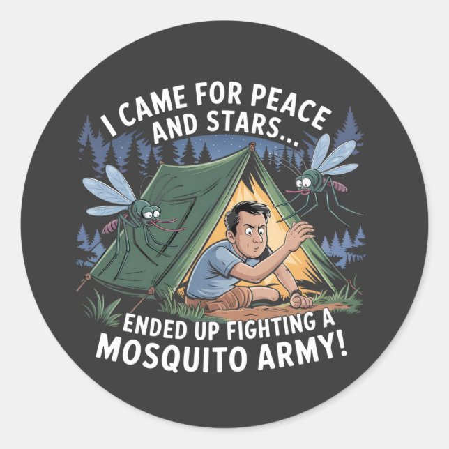 Pegatina Redonda Camiseta divertida del ejército de los mosquitos c (Anverso)