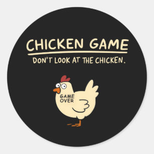 Pegatina Redonda Camiseta divertida del juego del pollo No mires