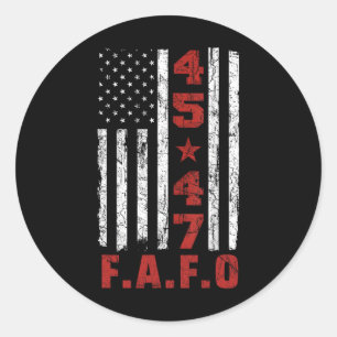 Pegatina Redonda Camiseta Divertida Fafo Trump Presidente 47 Trump 