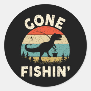 Pegatina Redonda Camiseta Divertida Gone Fishing para Hombres Mujer