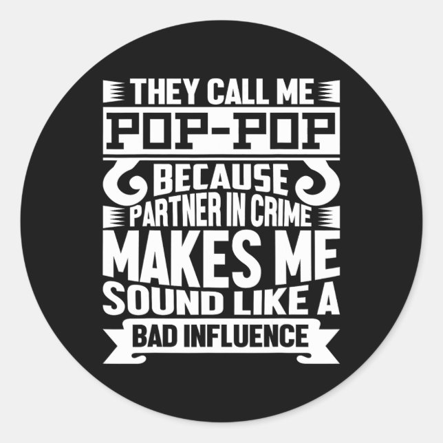 Pegatina Redonda Camiseta Divertida Papá Pop Pop Día de San Valentí (Anverso)