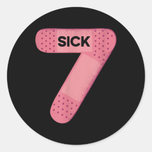 Pegatina Redonda Camiseta divertida Sick Seven Meme Six Seven