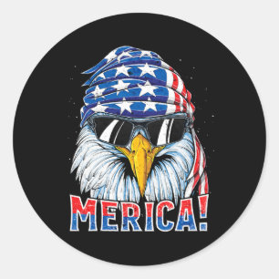 Pegatina Redonda Camiseta Eagle Merica 4 De Julio Merica Hombres Ni