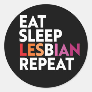 Pegatina Redonda Camiseta EAT SLEEP LESBIANA REPEAT