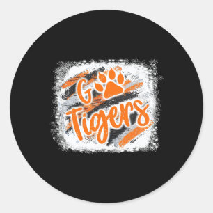 Pegatina Redonda Camiseta Espíritu Escolar Tigres Naranja Negro F