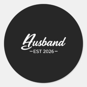Pegatina Redonda Camiseta Esposo Est 2026 Casado Luna de Miel Boda