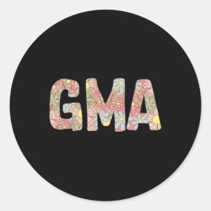 Pegatina Redonda Camiseta floral de gma femenina graciosa con mamá