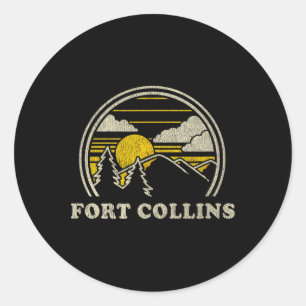 Pegatina Redonda Camiseta Fort Collins Colorado Co Vintage Senderis