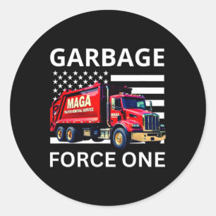 Pegatina Redonda Camiseta Garge Force One Trump Camión Mega Garge 