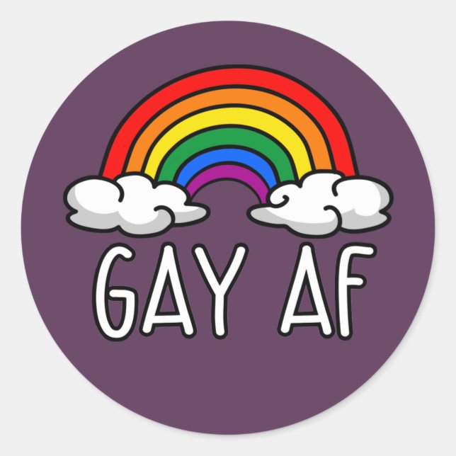 Pegatina Redonda Camiseta GAY AF (Anverso)