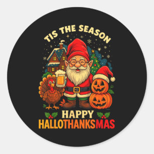 Pegatina Redonda Camiseta Gnome Feliz Hallothanksmas Halloween Acci