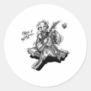 Pegatina Redonda Camiseta Gráfica - Canción del Soldado de Ucrania 