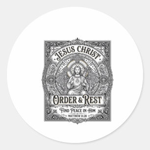 Pegatina Redonda Camiseta Gráfica Cristiana Jesús Declutter Limpia