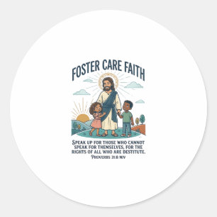 Pegatina Redonda Camiseta gráfica de adopción y cuidado de Jesús Cr