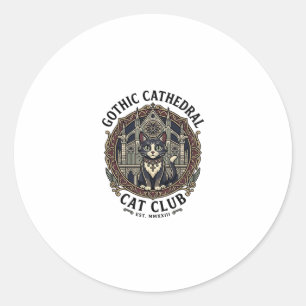 Pegatina Redonda Camiseta gráfica de gato de catedral gótica - Góti