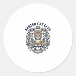 Pegatina Redonda Camiseta gráfica de gato de Pascua - Easter Cat Cl
