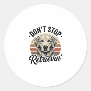 Pegatina Redonda Camiseta Gráfica de Grabado Vintage de Perro Retri