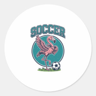Pegatina Redonda Camiseta Gráfica de Jugador de Fútbol Flamingo Vin