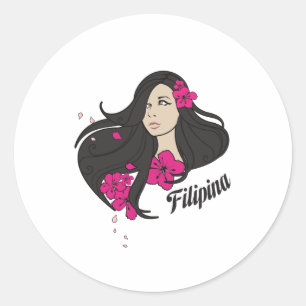 Pegatina Redonda Camiseta gráfica de la filipina hermosa