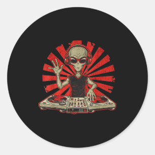 Pegatina Redonda Camiseta gráfica divertida de Dj Amante de la músi