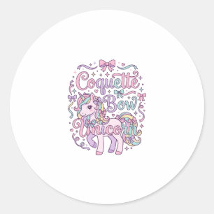 Pegatina Redonda Camiseta gráfica pastel linda de unicornio Coquett