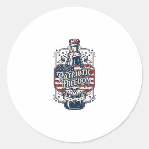Pegatina Redonda Camiseta gráfica retro de soda de cereza patriótic