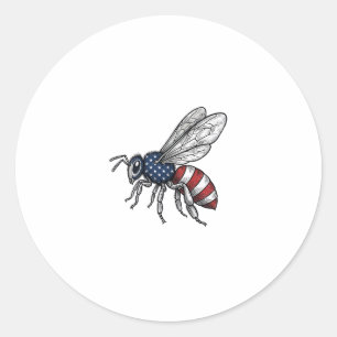Pegatina Redonda Camiseta Gráfica Vectorial de Abeja Patriótica Vin
