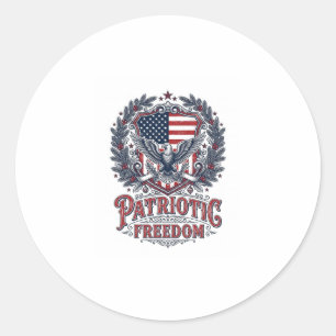 Pegatina Redonda Camiseta gráfica vectorial de Navidad patriótica