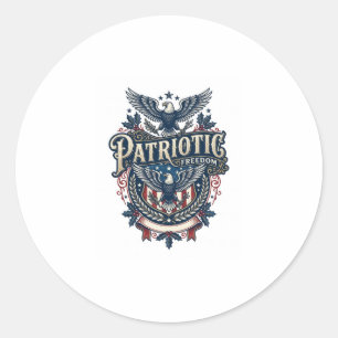 Pegatina Redonda Camiseta gráfica vectorial de Navidad patriótica (