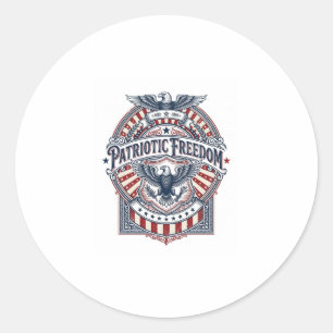 Pegatina Redonda Camiseta gráfica vectorial USA Fe patriótica sobre