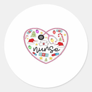 Pegatina Redonda Camiseta grande de Halloween Nurse Heart