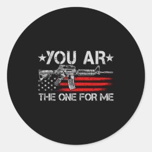 Pegatina Redonda Camiseta Gun American Flag You Ar The One For Me.p